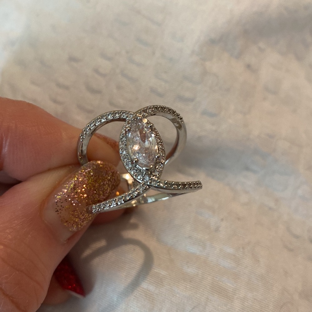 070) 925  silver filled with sapphire ring